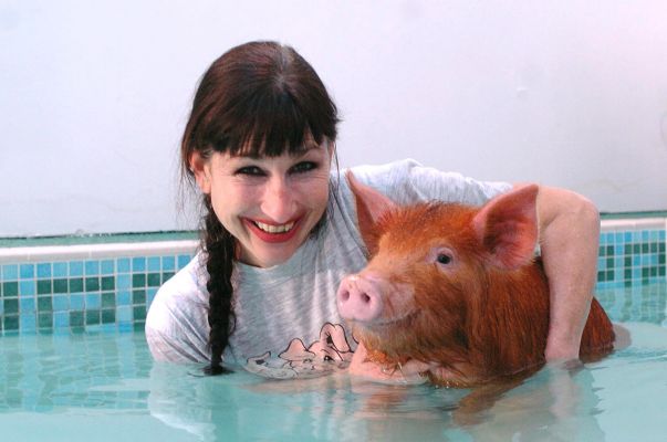 Marjorie With a Swimming Tamworth
