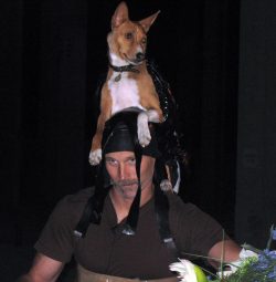 Testing the dog harness.