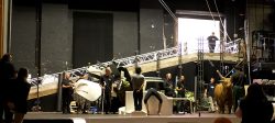 The cable attached to Ross' harness will prevent him from running anywhere. During the rehearsals and three live performances, Ross never needed the cable to stop him. Jack Thompson watching from above.