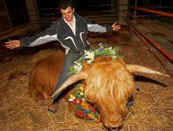 Ross was so gentle that he didn't mind Artur playing cowboy.