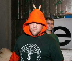 Dressed up as a New York City Sanitation Worker for the "Guardian of the Veil." Grzegorz in the background.