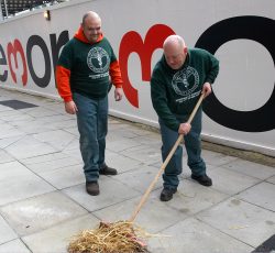 If they're dressed as New York City Sanitation Workers, then they should learn how to sweep. I thought it was funny that Fez took the broom, and Tez supervised. Two guys to push one broom.