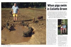 Worcestershire Lifedid a four page spread on Lucies Farm in the October 2006 issue. This is page 1 and 2. Four years of university, and thirty years of working in senior positions -- and I get my photo standing by a bunch of Bershire pigs. (With me in silly yellow shorts.) With my back problems I don't get to do this very often these days.