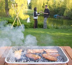 Scottish-kobe beef cut sukiyaki style BBQ-ing